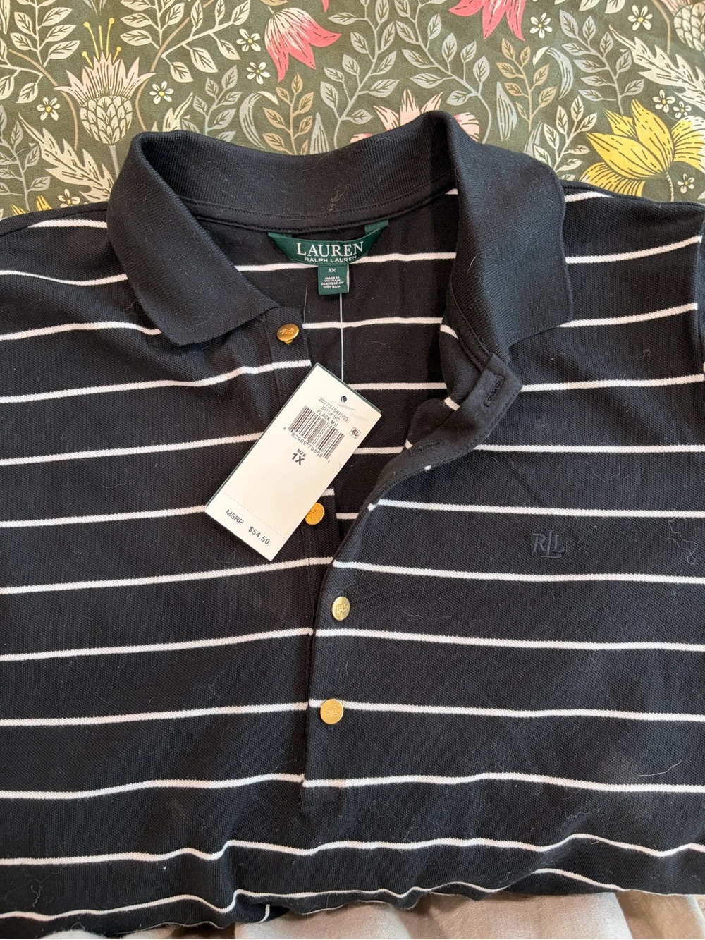 Lauren Ralph Lauren Black Polo with White Stripes